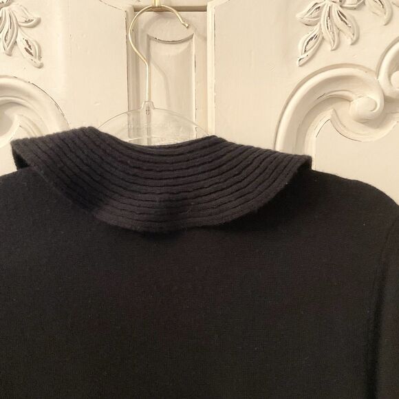Bloomingdale’s Sweater Women's L Black Cardigan Long Ruffled Wool Cashmere Blend - Picture 10 of 14